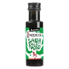 Ostry sos salsa Green Jalapeño z zielonych papryczek jalapeño BIO Demeter 100 ml Guerzoni 